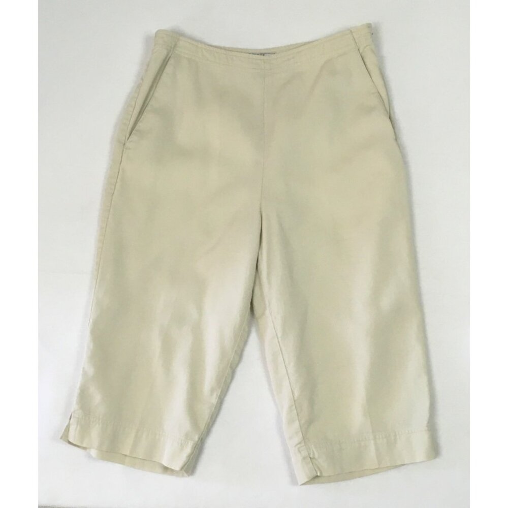 Tommy Bahama Womens Capri Pants Size 12 Pale Yellow Corduroy Side Zipper Pockets